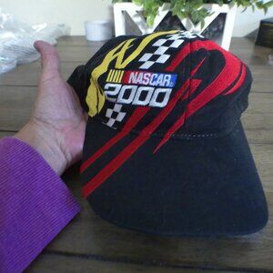 Vintage 2000 NASCAR Racing Hat Y2K Checkered Flag Strapback Embroidered Cap